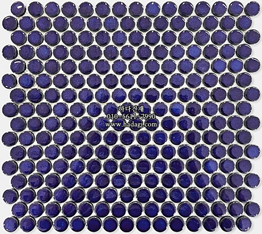 원형 모자이크타일 19x19x6T 애틀란타 블루 유광 자기질타일 / 하다건재
