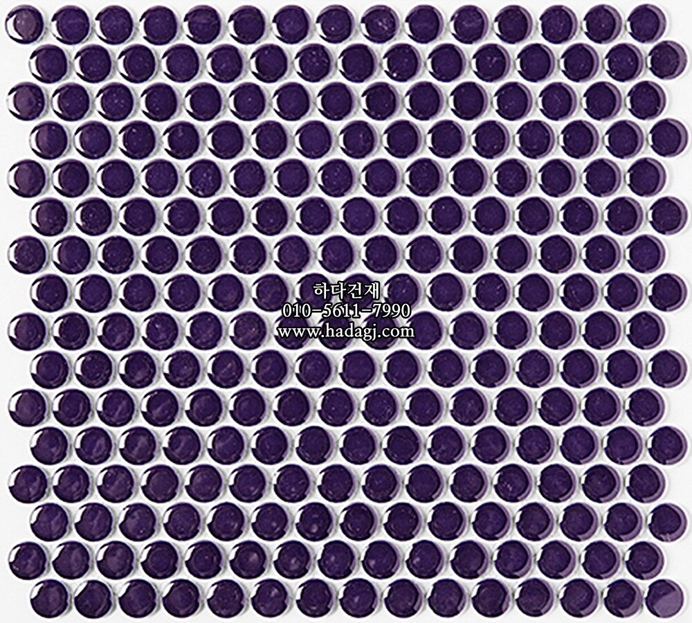 원형 모자이크타일 19x19x6T 코발트퍼플 유광 자기질타일 / 하다건재