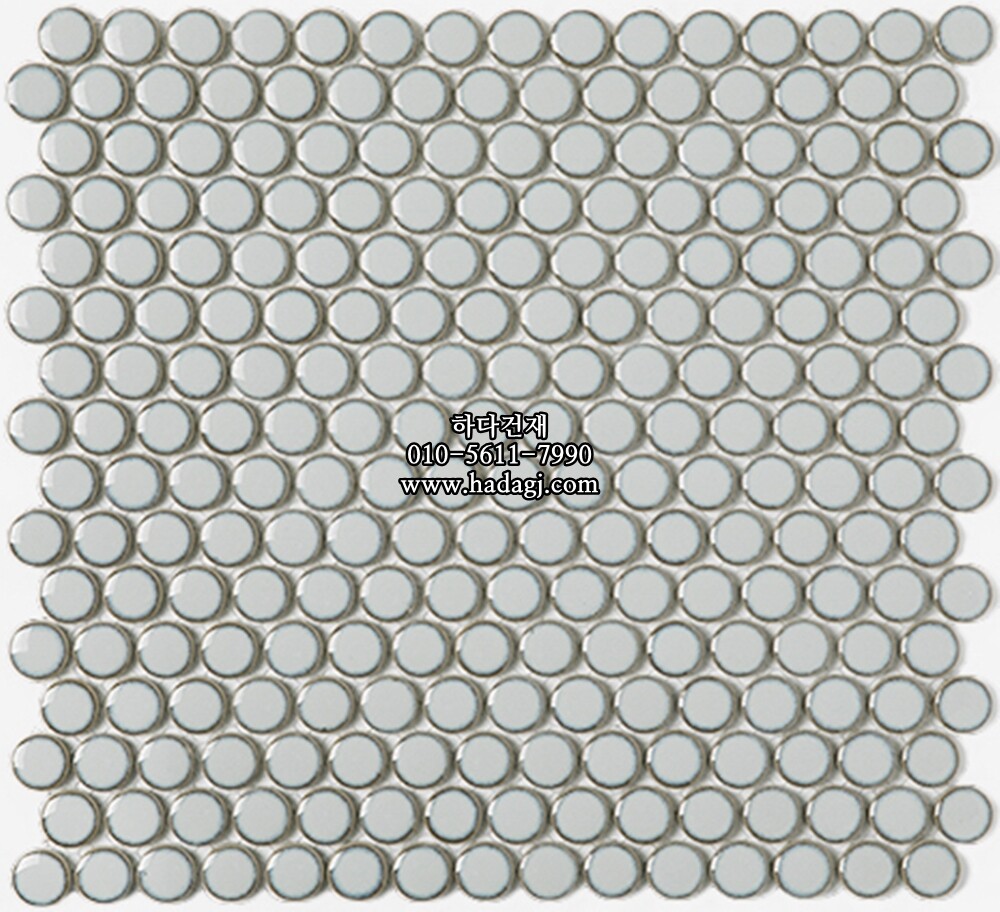 원형 모자이크타일 19x19x6T 스카이 유광 자기질타일 / 하다건재
