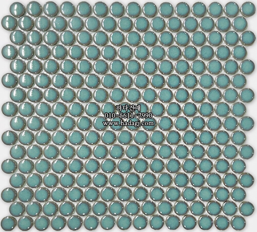 원형 모자이크타일 19x19x6T 오팔 민트 유광 자기질타일 / 하다건재