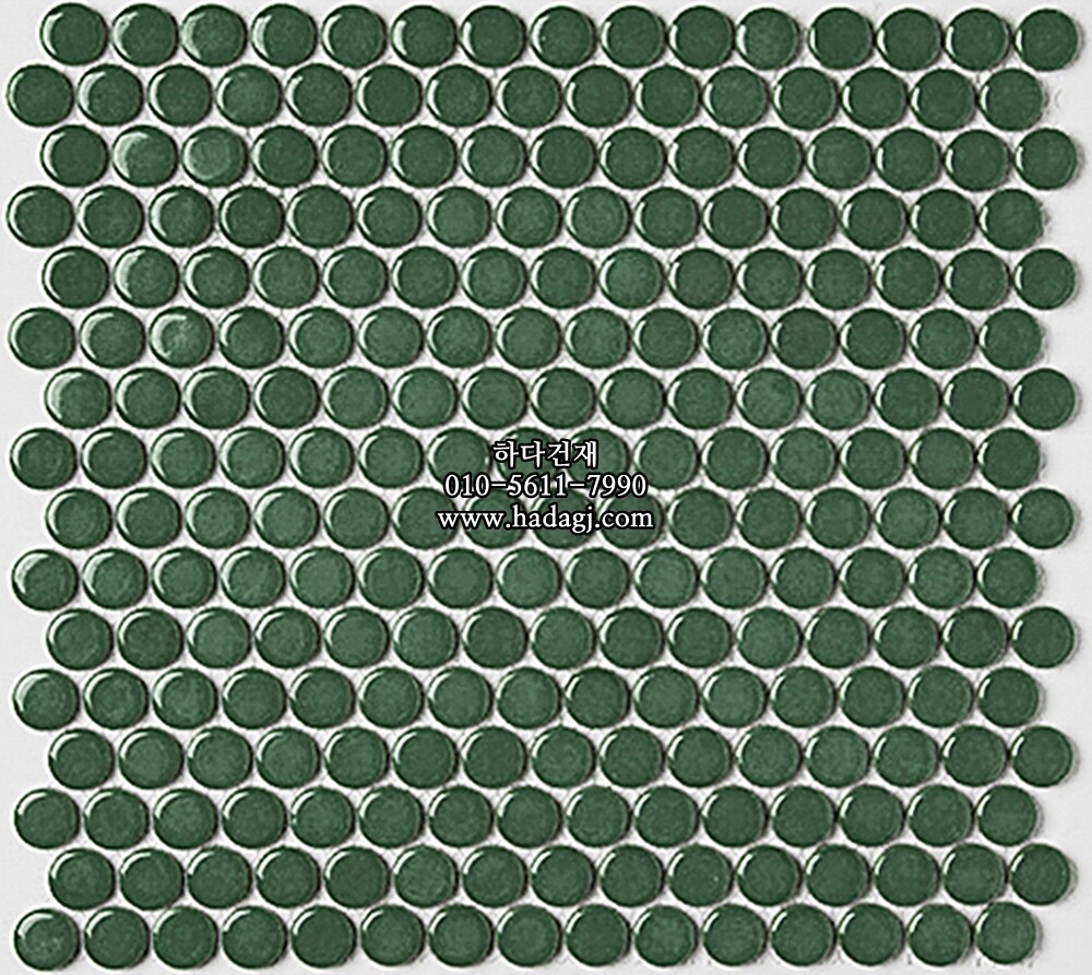 원형 모자이크타일 19x19x6T 그린 유광 자기질타일 / 하다건재