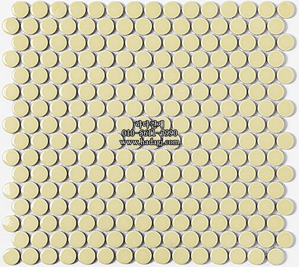 원형 모자이크타일 19x19x6T 아이보리 유광 자기질타일 / 하다건재