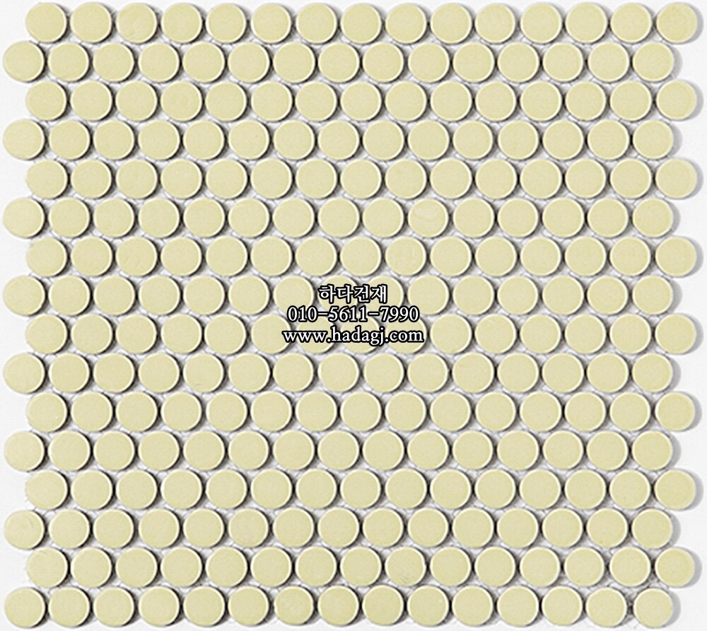 원형 모자이크타일 19x19x6T 아이보리 무광 자기질타일 / 하다건재