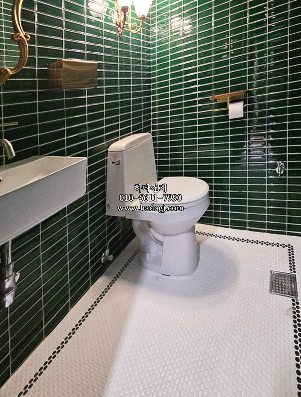 원형 모자이크타일 19x19x6T 화이트 유광 자기질타일 / 하다건재