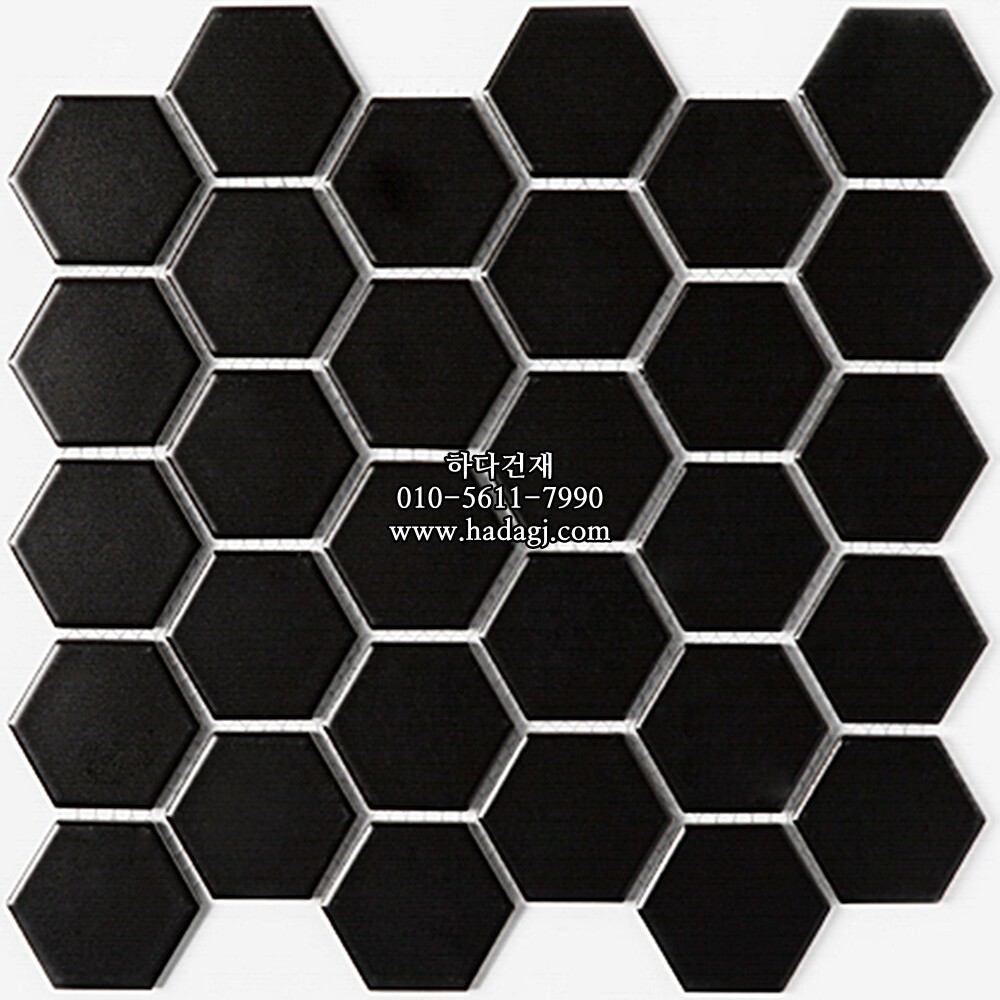 육각 모자이크타일 51x59x5T 블랙 무광 헥사곤 자기질타일 / 하다건재