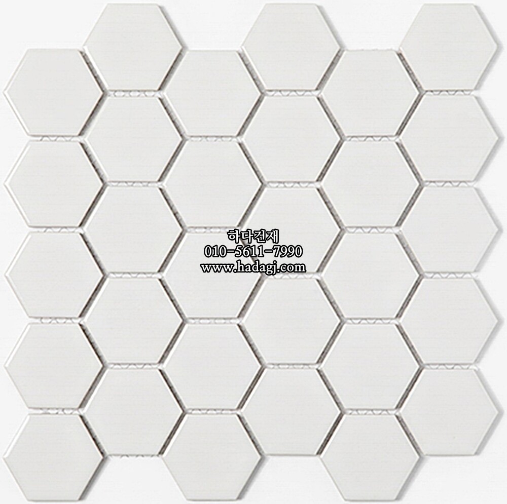 육각 모자이크타일 51x59x5T 화이트 유광 헥사곤 자기질타일 / 하다건재