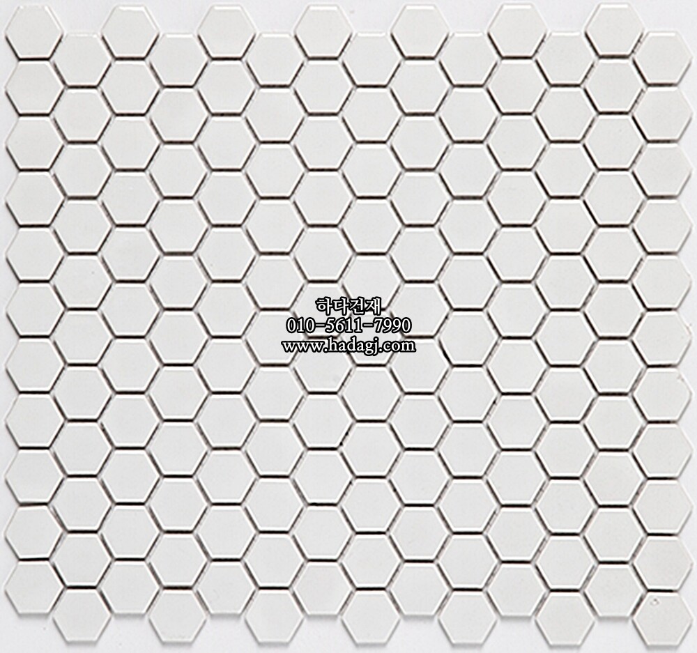 육각 모자이크타일 23x26x5T 화이트 유광 헥사곤 자기질타일 / 하다건재