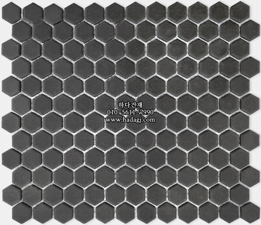 육각 모자이크타일 23x26x5T 블랙 무광 헥사곤 자기질타일 / 하다건재