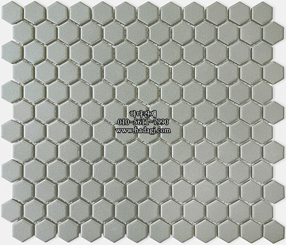 육각 모자이크타일 23x26x5T 그레이 무광 헥사곤 자기질타일 / 하다건재