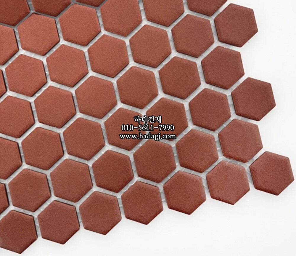 육각 모자이크타일 23x26x5T 테라코타 무광 헥사곤 자기질타일 / 하다건재