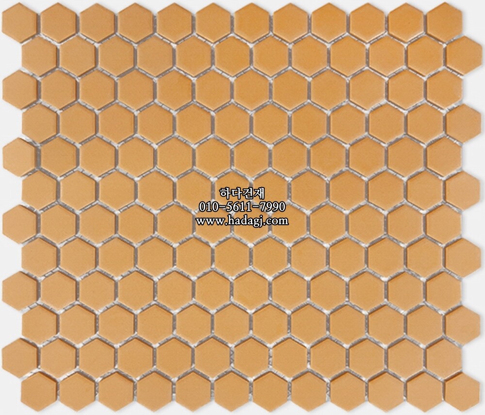 육각 모자이크타일 23x26x5T 머스타드 무광 헥사곤 자기질타일 / 하다건재