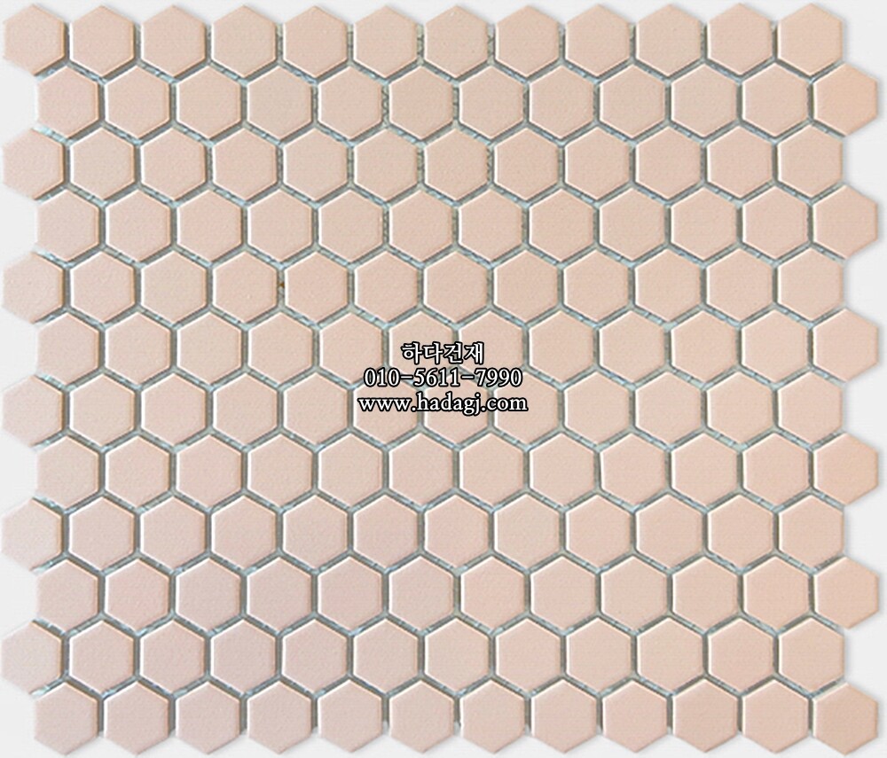 육각 모자이크타일 23x26x5T 핑크 무광 헥사곤 자기질타일 / 하다건재