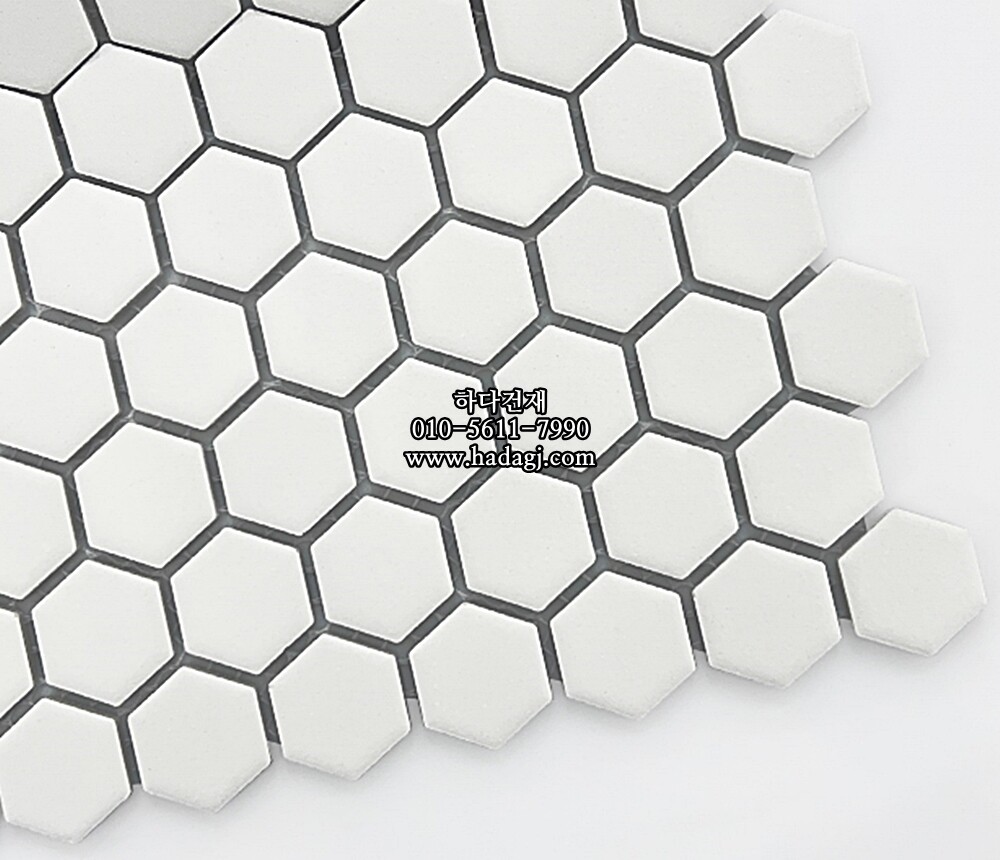 육각 모자이크타일 23x26x5T 화이트 무광 헥사곤 자기질타일 / 하다건재