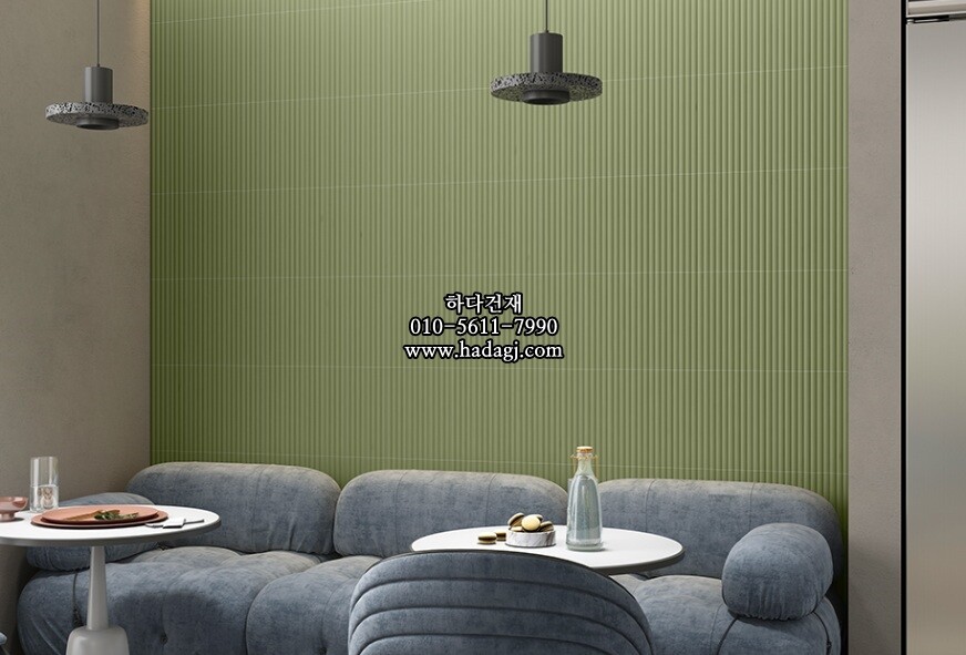 인도타일 75x300x10T 그린 무광 도기질 세라믹타일 / 하다건재