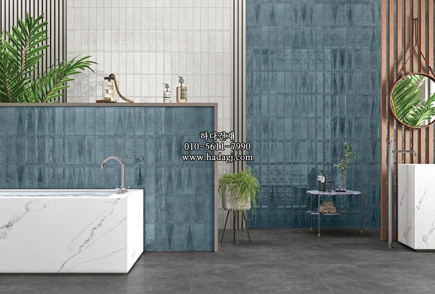 인도타일 75x225x10T 블루 데코 유광 도기질 세라믹타일 plaka zink blue deco / 하다건재