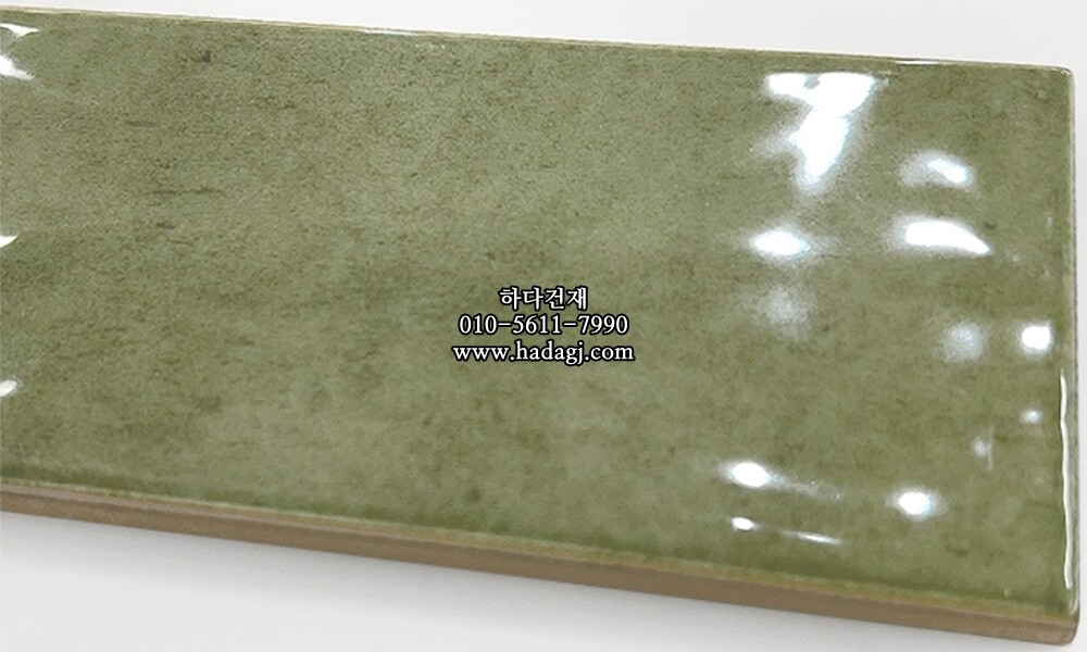 인도타일 75x225x10T 그린 유광 도기질 세라믹타일 plaka wild green / 하다건재