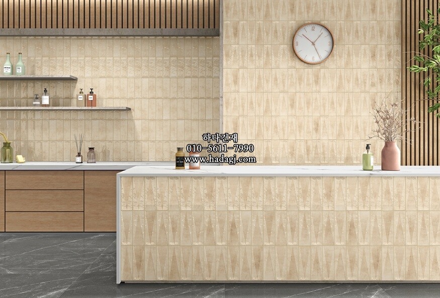인도타일 75x225x10T 샌드베이지 데코 유광 도기질 세라믹타일 plaka sand beige deco / 하다건재