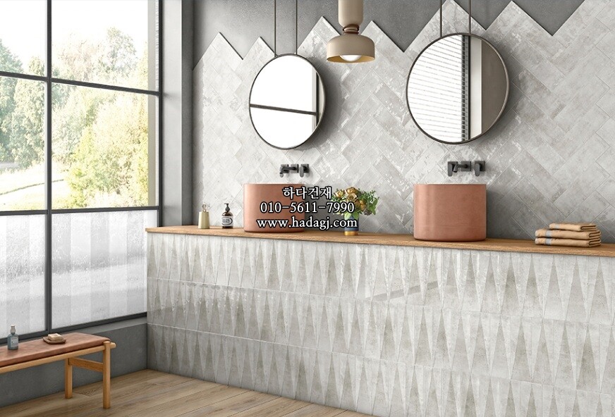 인도타일 75x225x10T 화이트 데코 유광 도기질 세라믹타일 plaka swiss white deco / 하다건재