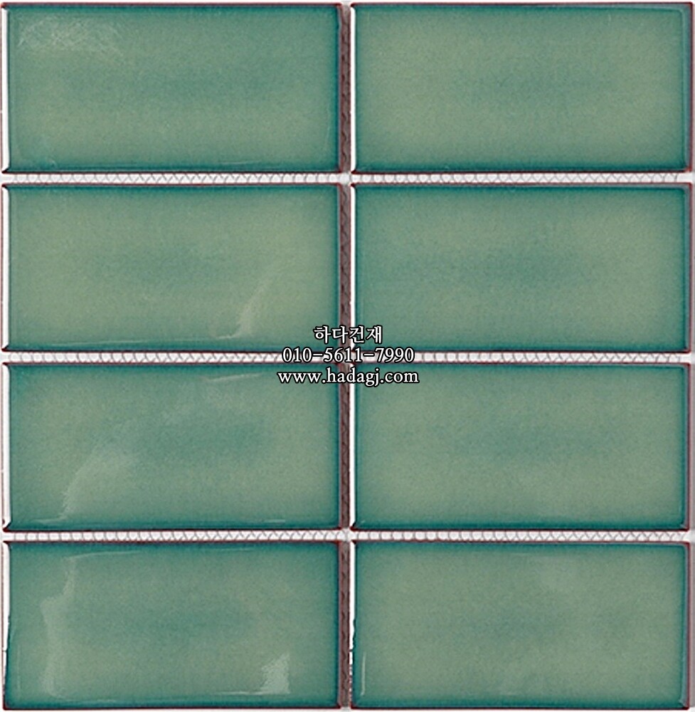 직사각 모자이크타일 68x136x7T 오팔 유광 자기질타일 / 하다건재