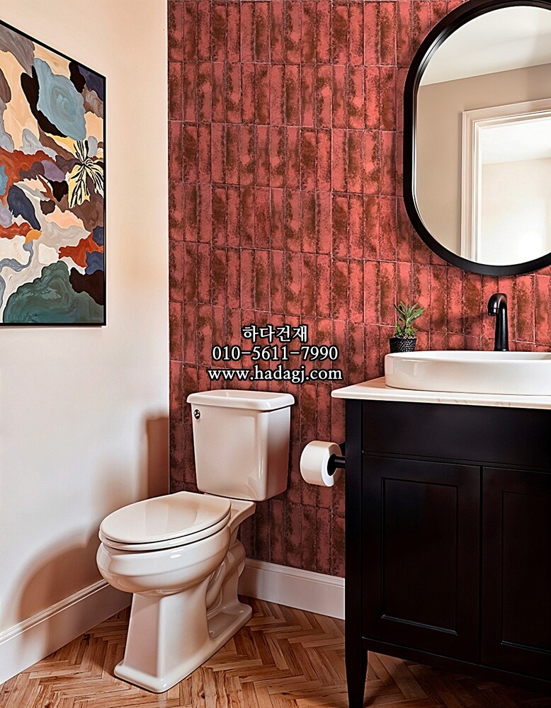 자기질타일 60x240x7.5T 빈티지레드 유광 세라믹타일 / 하다건재