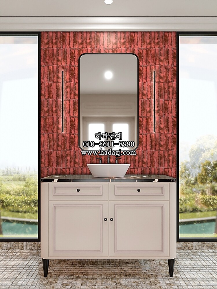 자기질타일 60x240x7.5T 빈티지레드 유광 세라믹타일 / 하다건재