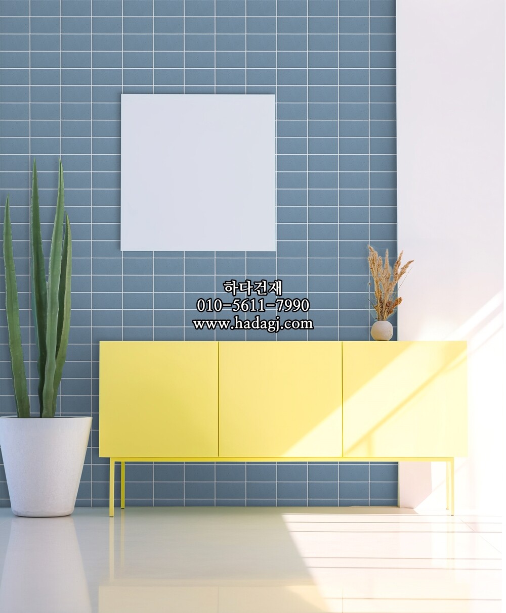 직사각 모자이크타일 60x108x7T 블루 무광 자기질타일 / 하다건재