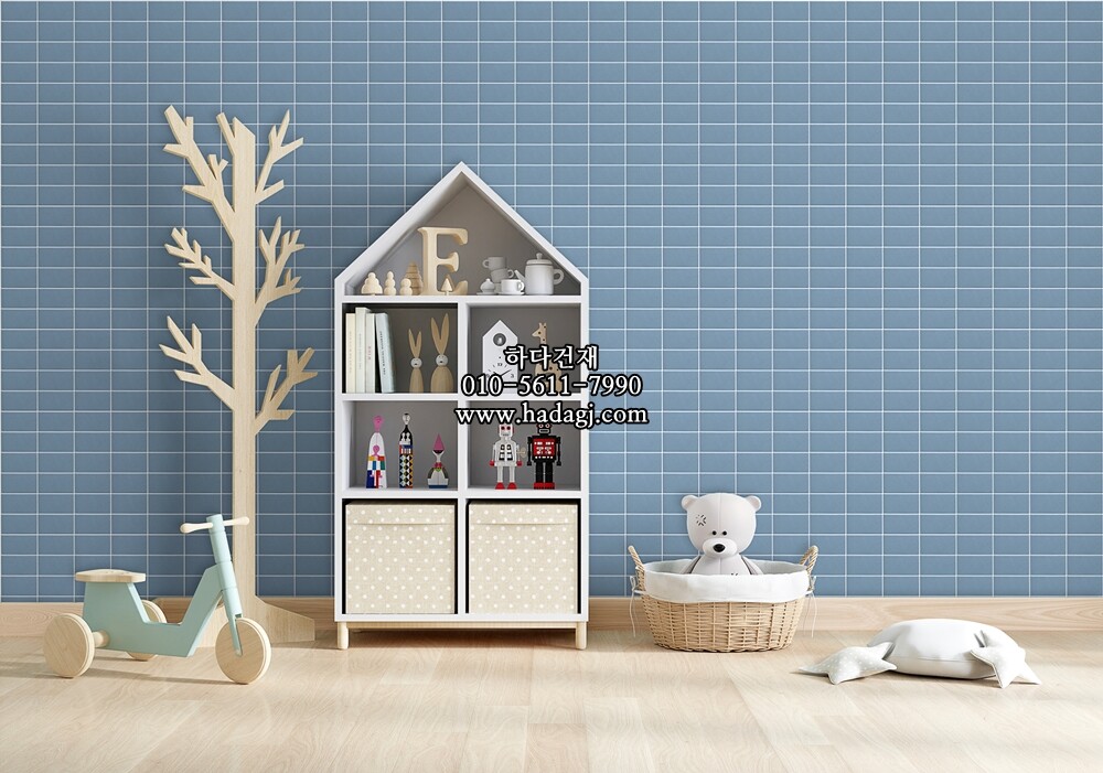 직사각 모자이크타일 60x108x7T 블루 무광 자기질타일 / 하다건재