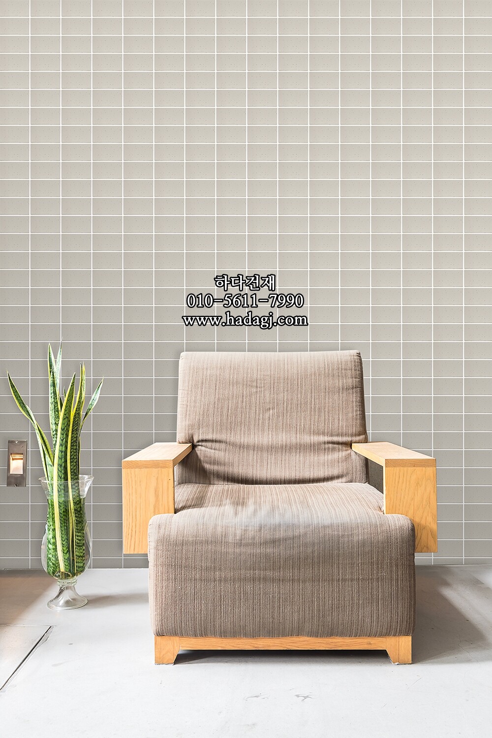 직사각 모자이크타일 60x108x7T 그레이 무광 자기질타일 / 하다건재