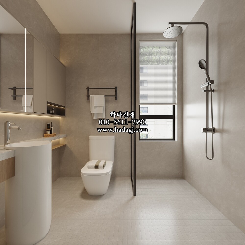 직사각 모자이크타일 60x108x7T 쿠키화이트 무광 자기질타일 / 하다건재