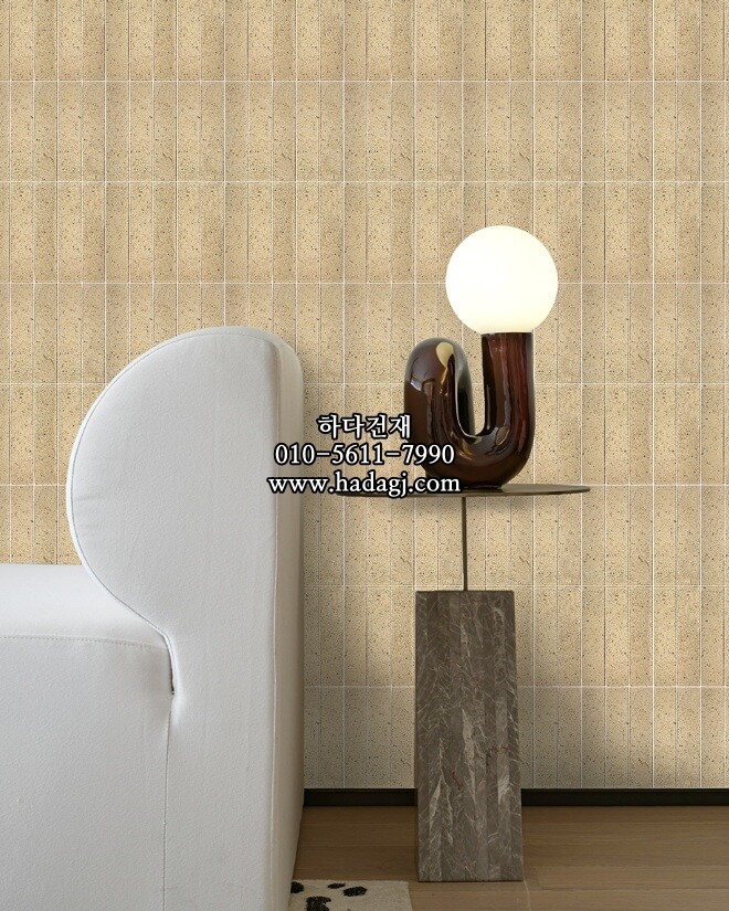 직사각 모자이크타일 47x203x10T 위트베이지 유광 자기질타일 HATSU / 하다건재
