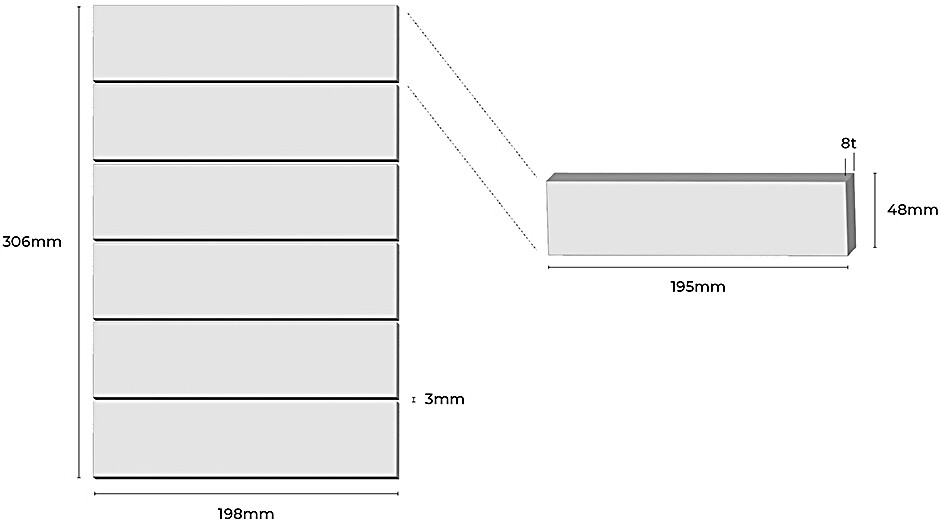 직사각 올드타운 모자이크타일 48x195x8T 살구 무광 자기질타일 / 하다건재