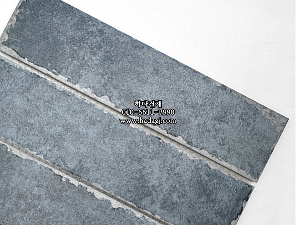 직사각 올드타운 모자이크타일 48x195x8T 블루 무광 자기질타일 / 하다건재