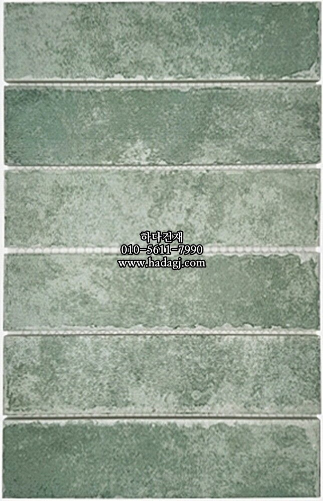 직사각 올드타운 모자이크타일 48x195x8T 그린 무광 자기질타일 / 하다건재