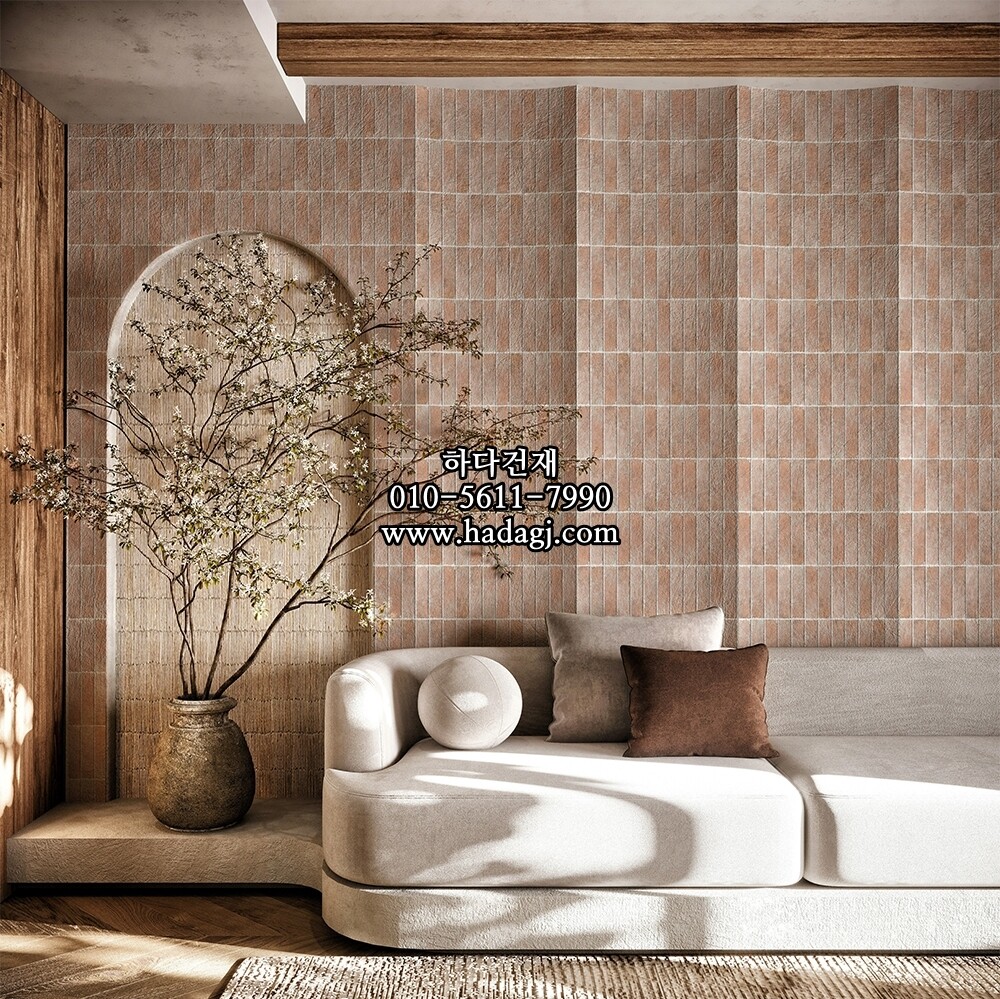 직사각 올드타운 모자이크타일 48x195x8T 테라코타 무광 자기질타일 / 하다건재