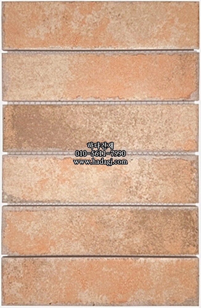 직사각 올드타운 모자이크타일 48x195x8T 살구 무광 자기질타일 / 하다건재