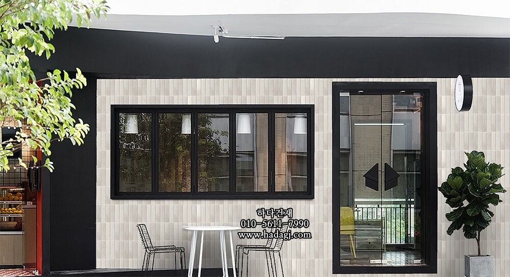 직사각 올드타운 모자이크타일 48x195x8T 베이지 무광 자기질타일 / 하다건재