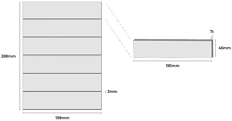 직사각 모자이크타일 45x195x7T 아틀란타 블루 유광 자기질타일 / 하다건재