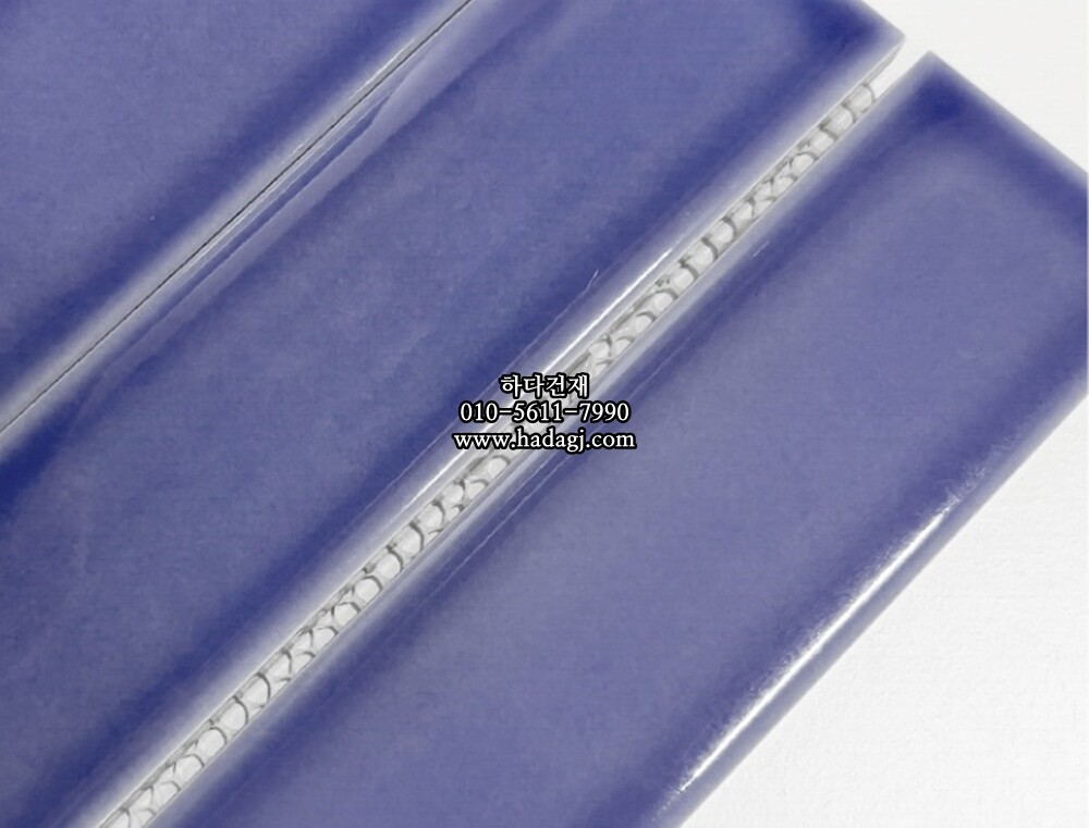 직사각 모자이크타일 45x195x7T 산토리니 블루 유광 자기질타일 / 하다건재