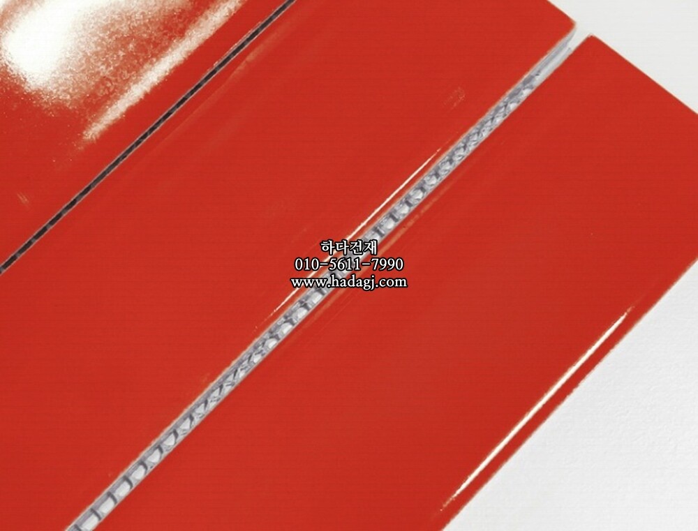 직사각 모자이크타일 45x195x7T 레드 유광 자기질타일 / 하다건재