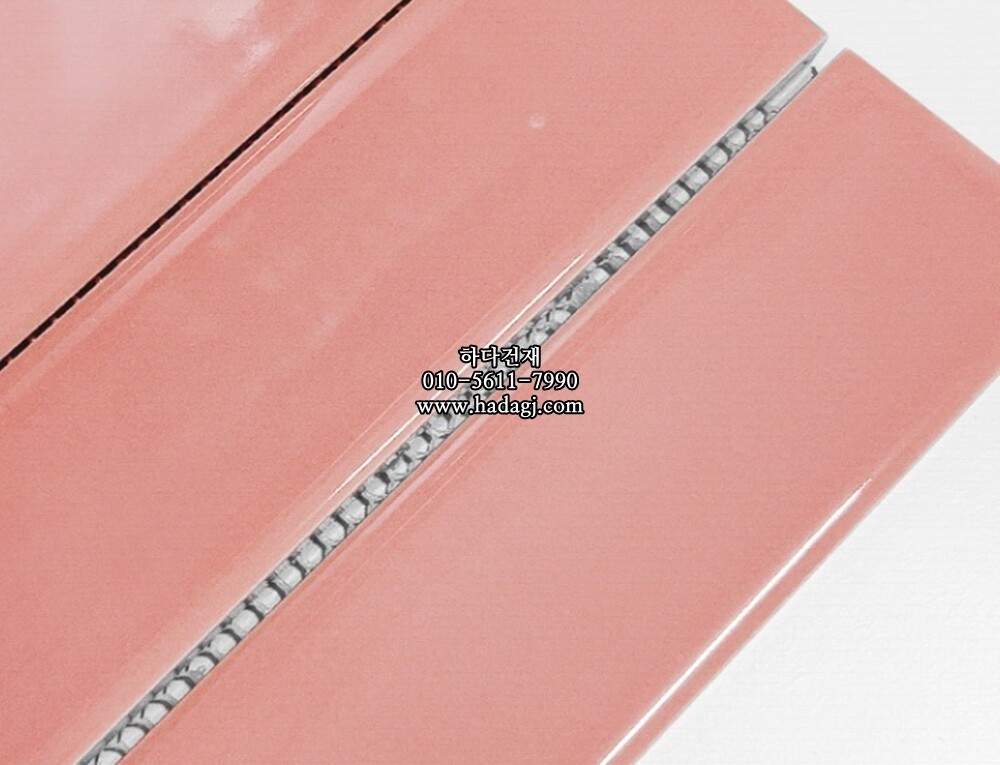 직사각 모자이크타일 45x195x7T 플라밍고 핑크 유광 자기질타일 / 하다건재