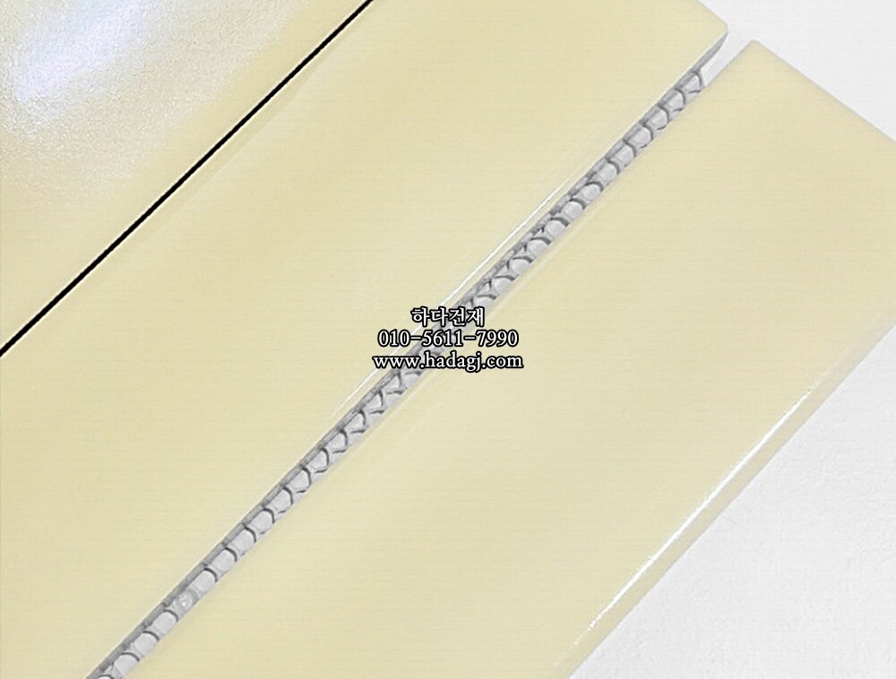 직사각 모자이크타일 45x195x7T 크림아이보리 유광 자기질타일 / 하다건재