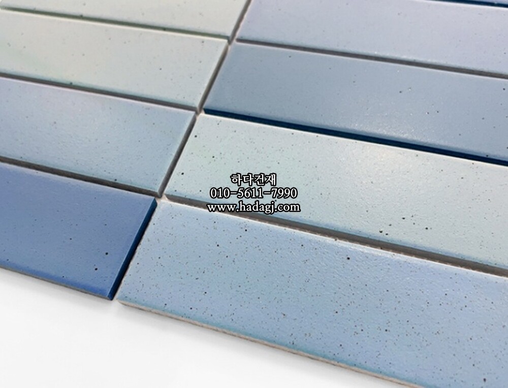 직사각 모자이크타일 45x145x7T 슈팅스타 블루 무광 자기질타일 / 하다건재