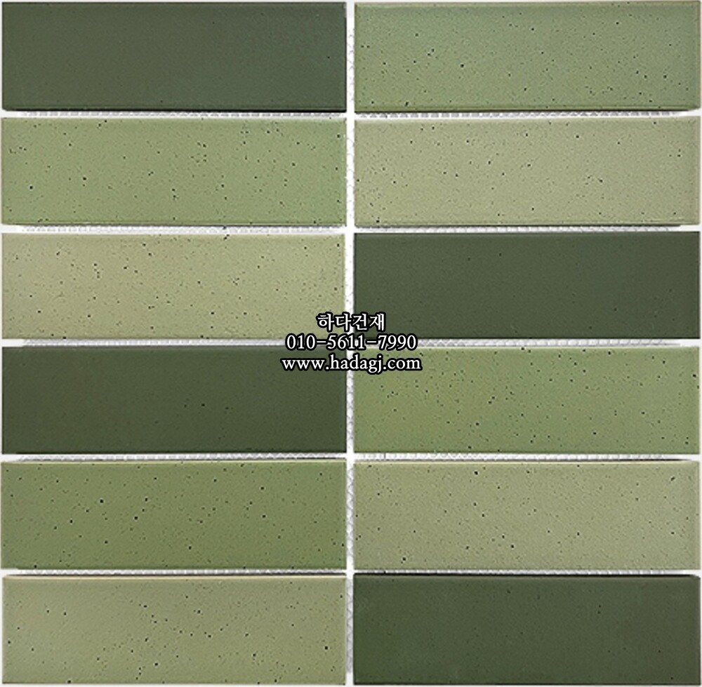 직사각 모자이크타일 45x145x7T 피스타치오 그린 무광 자기질타일 / 하다건재