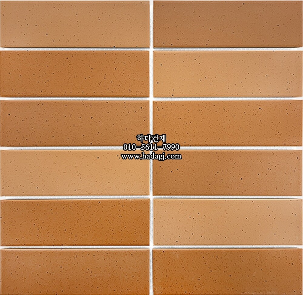 직사각 모자이크타일 45x145x7T 카라멜 브라운 무광 자기질타일 / 하다건재