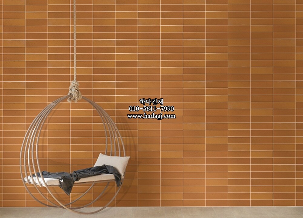 직사각 모자이크타일 45x145x7T 카라멜 브라운 무광 자기질타일 / 하다건재