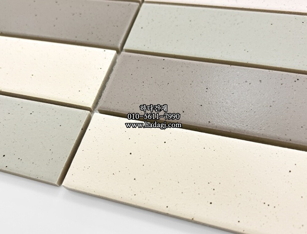 직사각 모자이크타일 45x145x7T 쿠키믹스 화이트그레이 무광 자기질타일 / 하다건재