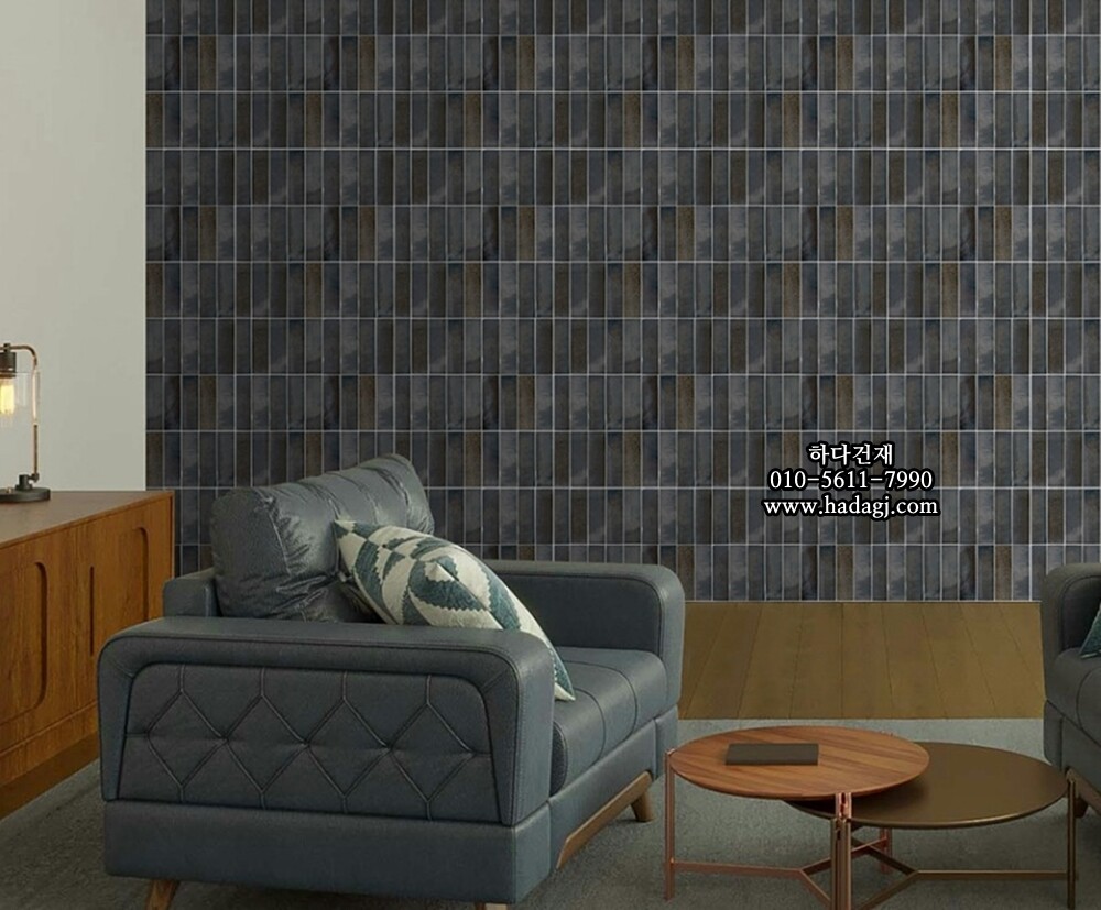 직사각 모자이크타일 45x145x7T 고담 블랙 유광 자기질타일 GODAM / 하다건재