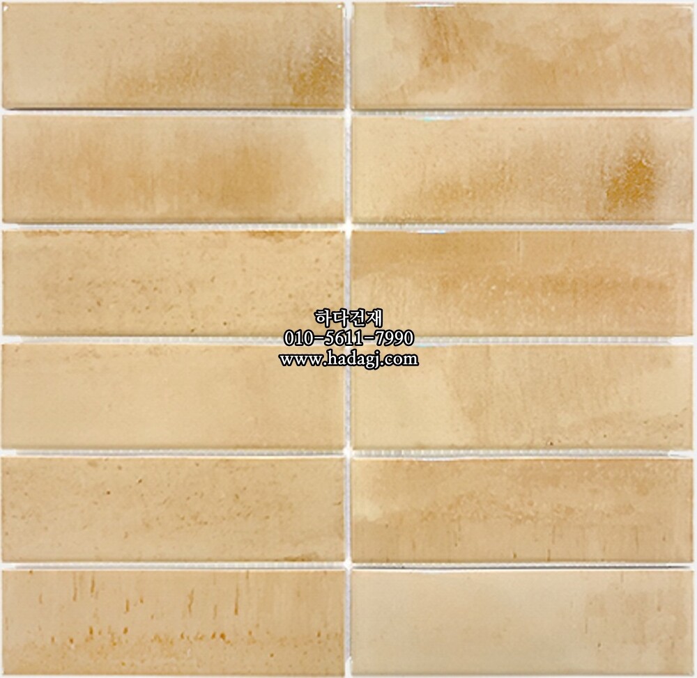 직사각 모자이크타일 45x145x7T 사하라 아이보리 유광 자기질타일 SAHARA / 하다건재