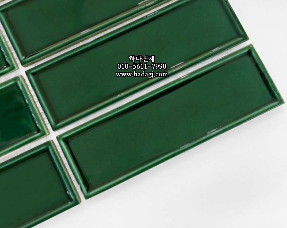 직사각 모자이크타일 45x145x7T 가든그린 유광 자기질타일 BO145 / 하다건재