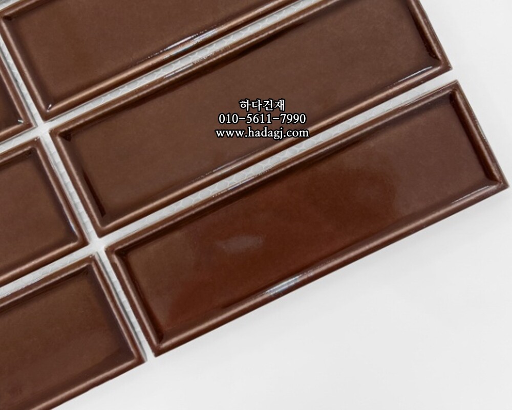 직사각 모자이크타일 45x145x7T 코코아 유광 자기질타일 BO145 / 하다건재